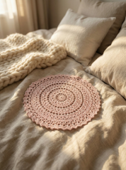 Háčkovaná dečka růžová – průměr 25 cm