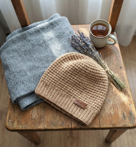 Ručně háčkovaná čepice s Merino vlnou – Elegantní